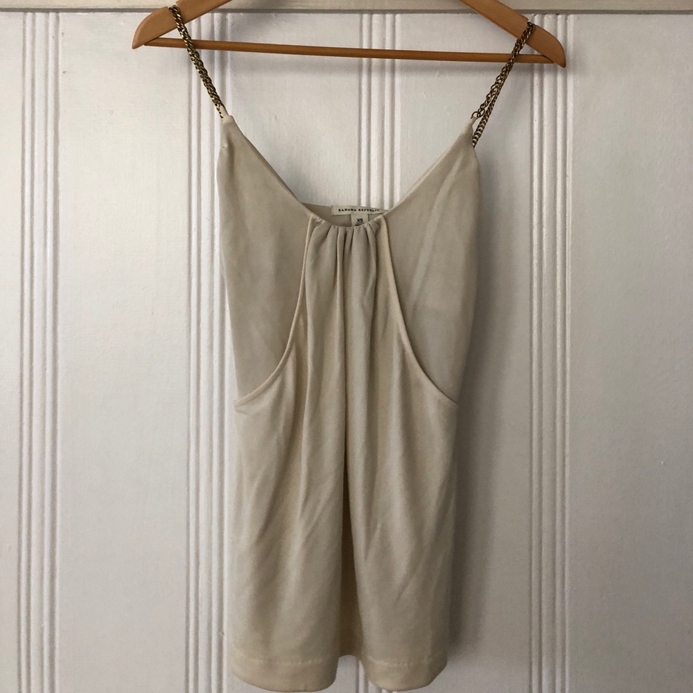 Banana Republic cream tank with chain straps